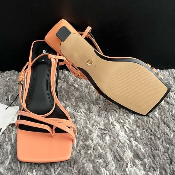 NWT Zara Strappy Heeled Leather Sandals - Picture 11 of 12